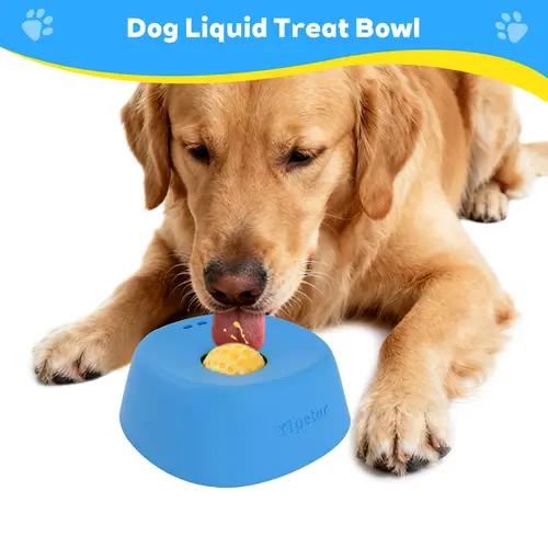 Yipetor Slow Feeder Dog Bowls for Liquid Treat, [Built in Rolling Ball] No Spill Bone Broth Dog Licking Bowl, Multi Purpose Puppy Yogurt Feeder Bowl for All Breeds Dietary Supplement/Post op Nutrition Feeding