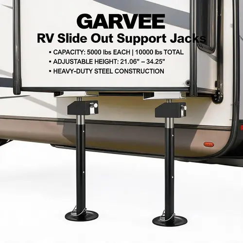 GARVEE Heavy-Duty Steel Adjustable RV Slide Out Support Jacks (2 or 4 Support Jacks) – 5000 Lbs Each or 10,000 Lbs Total Capacity, 21.06"-34.25" Height Range, Black Finish, Automotive Vehicle Tool for RVs, Trailers,toolupgrade