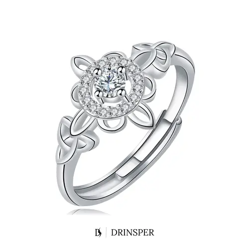 DRINSPER Witch's Knot Birthstone Synthetic Zircon Copper Band Ring - Hecate Celtic Knot Vintage Gothic Witchcraft Decorated Ring, Exquisite Trendy Women's Costume Jewelry Gift Accessory, Birthday,Party,Daily Wear