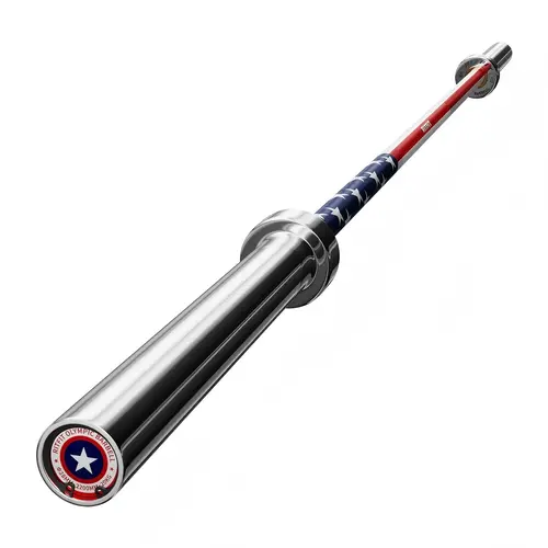 RITFIT Olympic Barbell (20KG), Stars & Stripes Ceramic-Coated Strength Training Bar with 1200LB Capacity, 6-Zone Knurl Grip, Hard Chrome Finish, Lower Body Workout & Glute Growth Tool, Ready for Home Gym & Gym Use Lifting Equipment