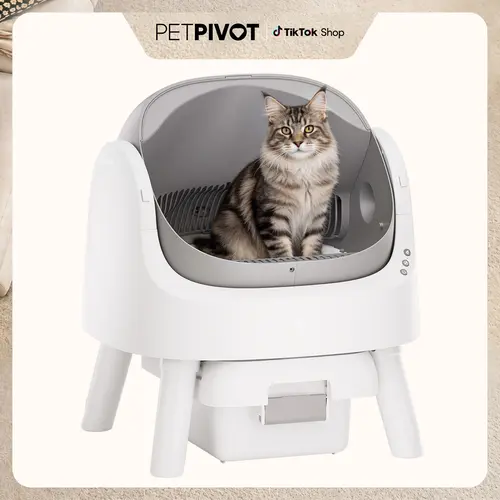 PetPivot AutoScooper 11 Open-Top Self-Cleaning Cat Litter Box, Automatic Litter Box for Cats with Safety Sensors, Includes Liner Bags and Litter Mat, SohoChic