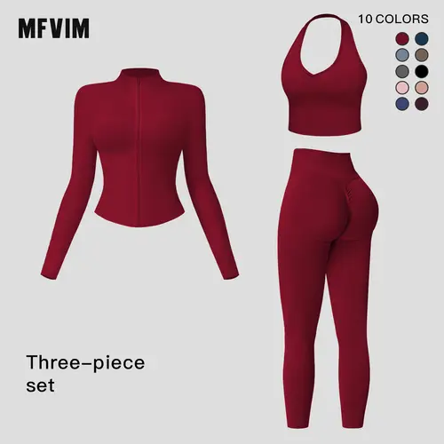 MFVIM Women's 2 Piece Solid Criss Cross Crop Tank Top, High Waist Leggings & Zip Up Crop Jacket Sweatsuit Set, Breathable Textured Thermal Lined Activewear for Yoga Gym, Women's Clothes Outfits Workout Sets,summerwins,travel essentials,camping essentials,