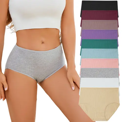 FINETOO 10PCS Cotton Panties for Women Underwear Outfit Flexible Everyday Briefs Basic Minimalist Comfortable Bikini Briefs S-2XL  Womenswear sohochic