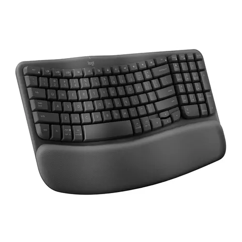 Logitech Wave Keys Wireless Ergonomic Keyboard with Cushioned Palm Rest, Comfortable Natural Typing, Easy-Switch, Bluetooth, Logi Bolt Receiver, for Multi-OS, Windows/Mac - Graphite Graphite Keyboard, Bluetooth Keyboards, Ergonomic Keyboards