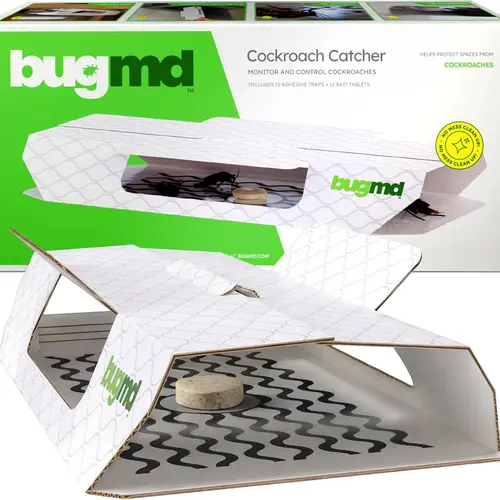 BugMD Indoor Cockroach Killer & Roach Trap - Sticky Insect, Spider, Cricket Control for Home - Glue Traps Pest Defense, 12 Pack Sticky Bug Solution