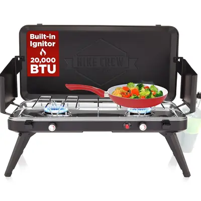 Hike Crew 2-Burner Gas Camping Stove - 20,000 BTU