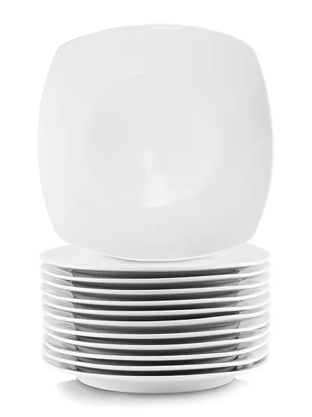 Elama 12 Piece Square Porcelain Large Dinner Plates in White