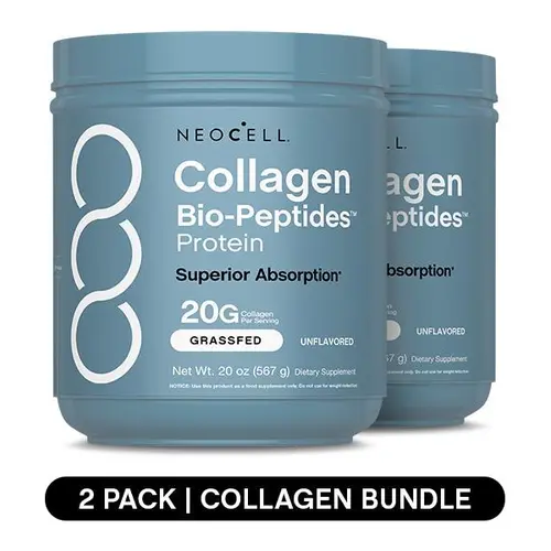2x NeoCell Collagen Bio-Peptides Powder 20oz - Grassfed Protein Supplement - Advanced with 18 Essential Amino Acids