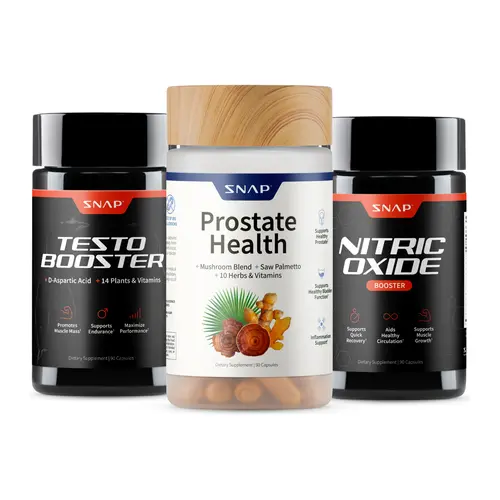 Ultimate Men's Health Trio - Testo Booster + Prostate Health + Nitric Oxide Booster - Supports Testosterone Production - D-Aspartic Acid & 14 Plants - 3rd Party Tested - Boost Blood Flow & Stamina - Muscle Mass & Performance Booster