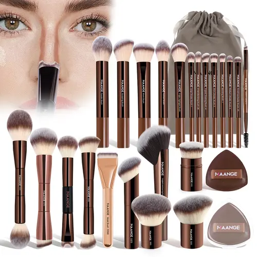 MAANGE 23Pcs Cosmetic Brush Set - Nose Contour, Concealer, Eyeshadow, Foundation Brushes, Soft Bristles for Gentle Application, Beginner-Friendly for Liquid, Cream & Powder Makeup Tools, Makeup Tools Set, All Makeup,back to school#backtoschool,sohochic
