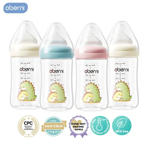 Oberni Wide Neck Breastfeeding Bottle for Newborns, 240ml/8oz BPA-Free Food-Grade PP, Ergonomic Natural Breast-Like Slow Flow Silicone Nipple, Anti-Colic, Natural Latch, Heating-Compatible Eco-Friendly Baby Feeding Accessory,sohochic