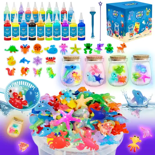 JOYSPOT 116Pcs Magic Water Elf Toy Kit Non-toxic and safe for Imaginative Craft Play, 20 Colored Gel, 18 Molds, Festival Gifts, Birthday Gifts, Party Favors, Family Friendly DIY STEM Projects for kids Summervibes tiktokshopbacktoschool,back to school,soho
