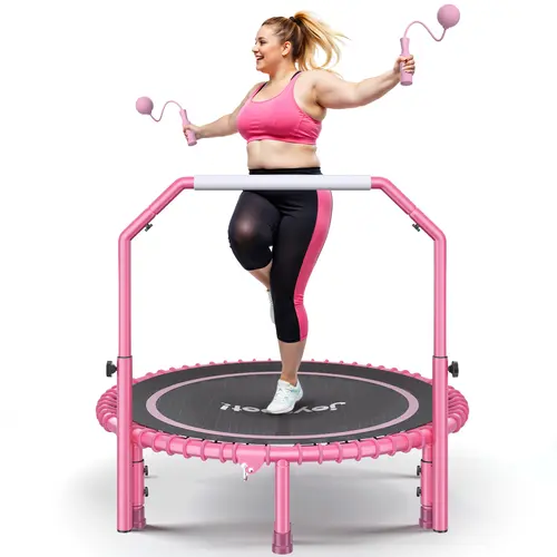 JOY SPOT! 450 LBS Foldable Trampoline 40" Fitness Trampoline with Bungees Adjustable Foam Handle/T Handle No Rope Training Jump Rope Home Gym Workout Stable Quiet Exercise Rebounder for Adults tiktokshopspringglowup summerwins Home Gym Kit sohochic, Exerc