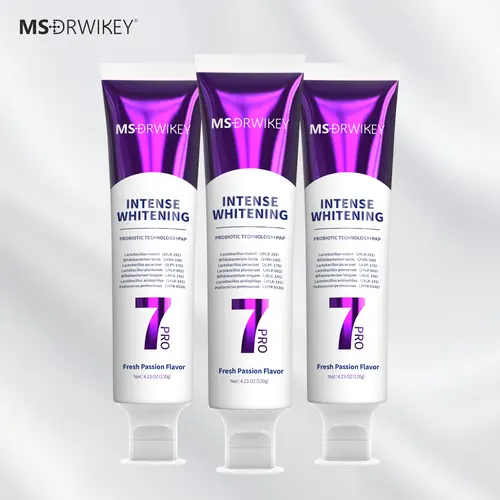 MSDRWIKEY Probiotic Brightening Toothpaste 3-Piece Set (4.23 oz) - Enamel Repair, Teeth Whitening, Antibacterial, Stain Whitening, Prevents Bad Breath, Fresh Passion Fruit Flavor Oral Self-Care Product