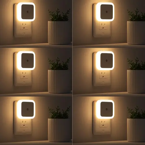6-Pack Plug-in LED Night Lamps with Smart Dusk-to-Dawn Sensor, 0.5W Daylight & Warm White Home Decor Light for Bedrooms, Bathroom Decor, Apartment Stuff, Led Lights Bedroom