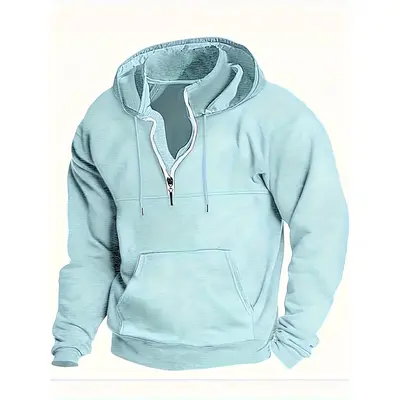 [Winter Warm Hoodie] Men's Heavyweight Hooded Sweatshirt - Winter Warm Pullover Hoodie, Casual Gym & Casual Attire, Machine Washable Solid Color Long Sleeve Hoodie for Men, Training & Outdoor Activities (Regular Fit, Autumn/Winter) - No Belt Loops/Ties