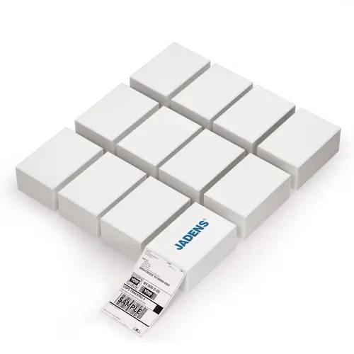 JADENS 4x6 Thermal Sticky Labels (6000pcs/12 Stacks, 500pcs per Stack) - Waterproof, BPA/BPS Free, Perforated Commercial Grade for Barcode Printers, Shipping Printers, Most Compatible Devices, Sticky Label, Thermal Barcode Printer, Shipping Label Printer