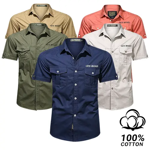 SummerVibes summer new men's short sleeved shirt outdoor casual versatile workwear multi pocket shirt