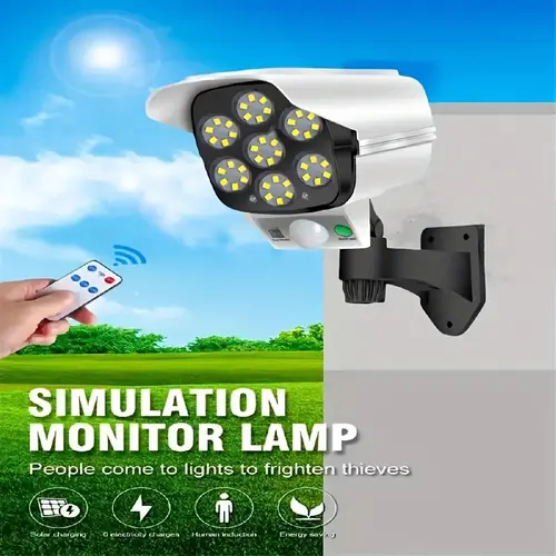 Fake Security Camera Motion Sensor - Wireless Home Security Deterrent with Night Vision Surveillance, Outdoor Garden Accessory, Wireless Security Cameras, Outdoor Security Cameras Monitor