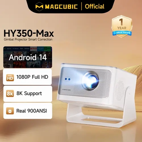 Latest 900ANSI HY350MAX Projector Auto Focus 8K Decode Android 14 Allwinner H726 Built-in 15W HiFi Speaker Dual WiFi6 BT5.4 Native 1080P 1.0:1 short Throw Portable Smart Projector For Home Cinema Movie Night #SohoChic