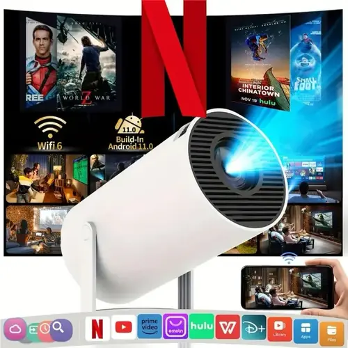 Outdoorfun HY300Pro+ 290ANSI Projector 8K/4K/1080P Decode Auto Keystone Correction Dual-Band WiFi6 & Bluetooth5.4 Android 14 1280x720P for Home Cinema Portable Movie Theater Gift - Audio #SummerWins #DealsForYouDays