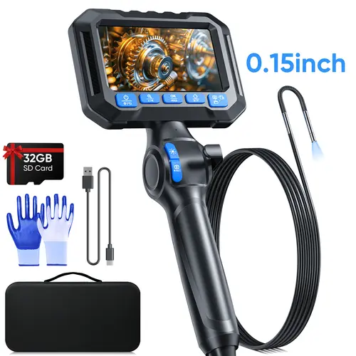 SHEKAR Push Rod Control 2-Way Borescope Camera with 32GB Card, Light Industrial Semi-Rigid Bend Reaches Articulated Probe Inspection Snake Camera, Automotive Diagnostic Tool for Check Valves and Pipes, IP67 for Oily Shop Floors