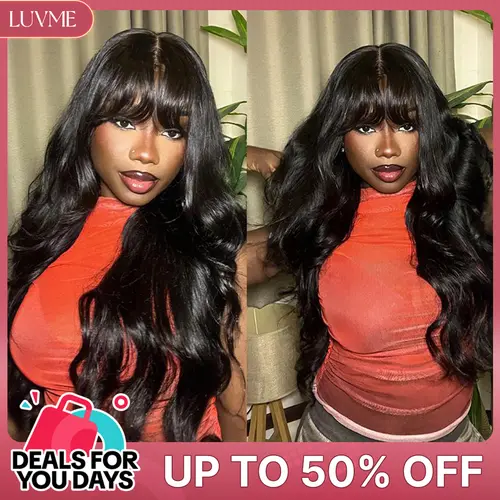 LUVME Loose Body Wave Glueless Wig with Bangs All-Day Comfort 7x6 Closure Pre-Cut HD Lace 100% Human Hair #TikTokShopBackToSchool #SohoChic, Wigs, Human Hair Wig