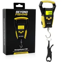 Beyond Braid Digital Fishing Scale with Built-in Tape Measure - 110lbs Max Capacity, LCD Digital Display, 3-Unit Switch (lb, oz, kg), Ergonomic Grip, Battery-Powered Portable Weigher for Anglers
