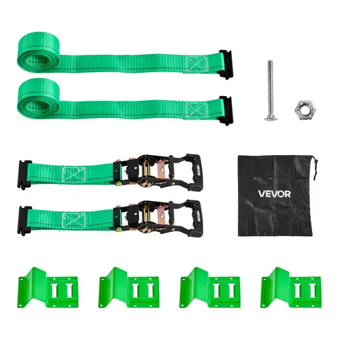 【toolupgrade】VEVOR Wheel Chock Tie-Down Kit with Ratchet Straps, Quick Release & Convenient Buckle Design, 4380 lbs Break Strength, 1460 lbs Working Load, Ensures Reliable Transport & Secure Fastening for ATVs, UTVs