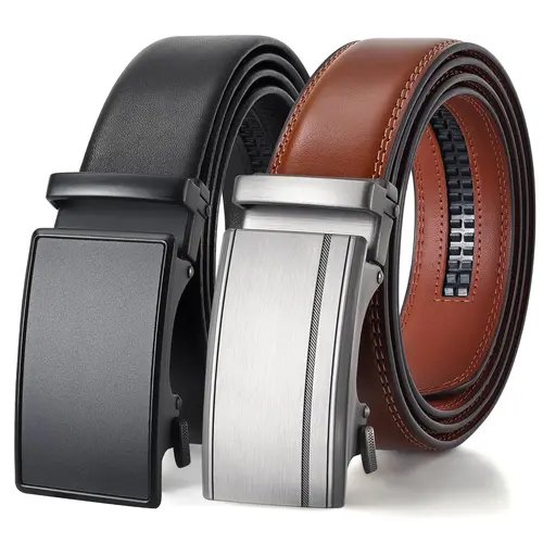 BELTROAD Men's 2-Pack Classic Leather Ratchet Belts - 1 3/8" Premium Belts with Auto Buckle, Adjustable Size, for Business-Casual Jeans Pants Dress, Ideal Gifts,sohochic