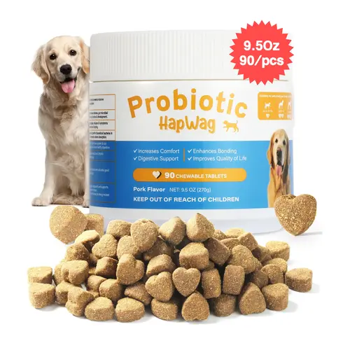 HAPWAG 8-in-1 Pork Flavor Canine Nutritional Supplement - 90 Chewable Dog Treats, Single Item, 8-in-1 Probiotics for Digestion & Gut Health, Immune Booster, Premium Ingredients, 24-Month Shelf Life,back to school