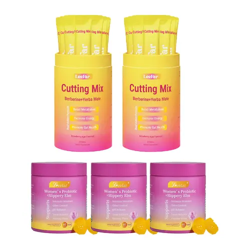 【LEEFAR Signature Bundle】Women's Probiotics+Slippery Elm Pineapple Gummies*3 Bottles & Cutting Drink Mix*2 Jars