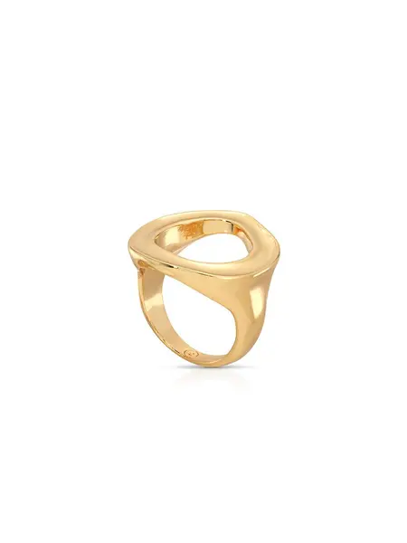 Ettika Open Circle Ring 750/18K Gold Plated Solitaire Ring for Women, Elegant Stackable Minimalist Band, Versatile Everyday Jewelry .86" Pendant Design