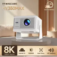 [US warehouse] Magcubic HY350MAX 900ANSI Projector Auto Focus 8K Decode Android 14 Allwinner H726 Built-in 15W HiFi Speaker Dual WiFi6 BT5.4 Native 1080P 1.0:1 short Throw Portable Smart Projector For Home Cinema Movie Night #SohoChic