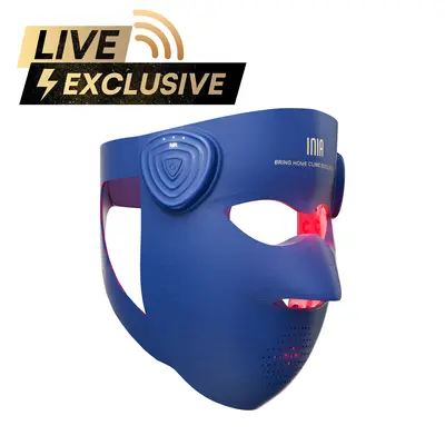 【LIVE EXCLUSIVE】INIA GLOW 940 nm 4D LED Mask – Dual NIR 940 + 850 nm Deep Penetration for Deeper Repair, Visible Lift & Lasting Radiance, 4D Fit for Jawline Lift & Firm, Cooling Therapy, Wireless Comfort, Summer Travel Accessories, Led Facial Mask, Glowup