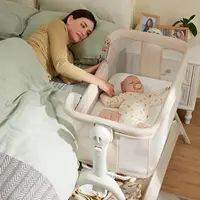 [sohochic]HARPPA 3-in-1 Cuddly Rocking Bassinet, Bedside Crib Sleeper for Baby with Breathable Mesh, 5 Adjustable Heights, Large Storage & Water-Resist Pad, Safe Sleep Bed, Baby Items, Newborn Baby