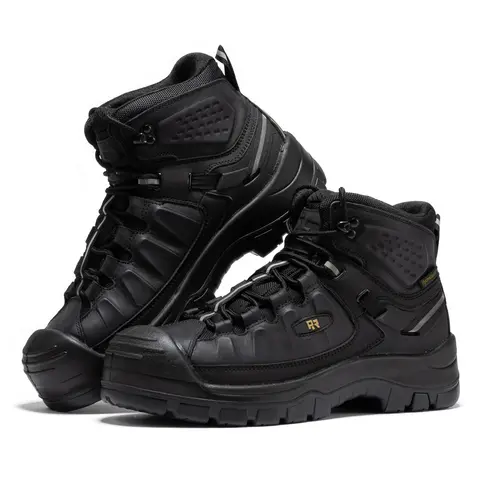 ROCKROOSTER Waterproof Composite Toe 6" Work Boots for Men,  Non-Slip Rubber Safety Boot, Hiking Boots, ASTM F2413-18 I/75 C/75 EH Rated Boy Closed