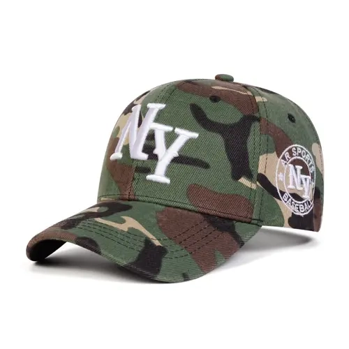 Unisex NY Embroidery Camo Baseball Cap, Camouflage Snapback Hat, Casual Adjustable Sun Protection Hat, Suitable for Travel, Beach, Vacation and Outdoor Activities, Embroidered Snapback Adjustable, Embroidered Caps