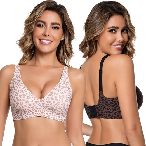 Classic Jelly Bra Deep V Seamless Wireless T-Shirt Bra, V-Neck, Gentle Lift, Comfortable Support, Everyday Wear