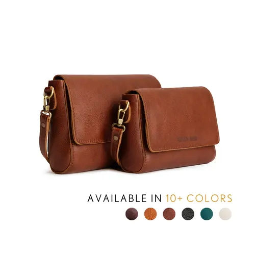 Portland Leather Metro Crossbody Bag - Convertible Flap Purse & Clutch with Removable Strap