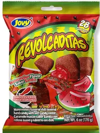 Revolcaditas Sandia 6oz - Sandia Watermelon Flavored Hard Candy Covered in Chili Powder - Sweet and Spicy Candy from Mexico Sweet