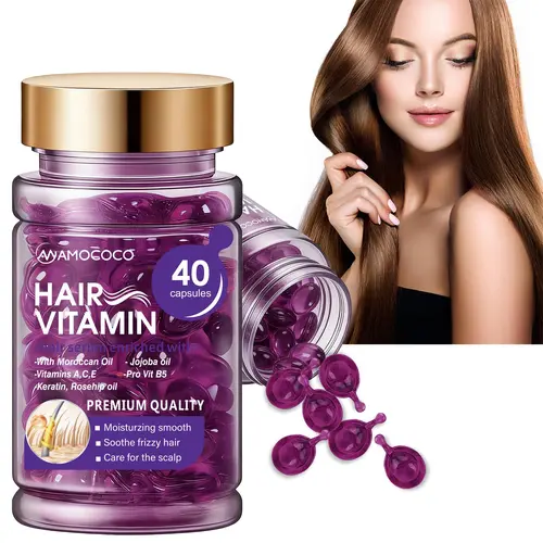 Hair Vitamin Serum Capsules - 40pcs with Moroccan Oil, Keratin & Vitamins for Smooth, Frizz-Free Hair | Premium Hair Care