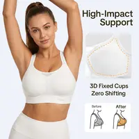 HSIA Speed Race Front Zip High Impact Plus Size Full Coverage Fixed Cups Racerback Sports Bras for Women Burst Proof Workout Bra Breathable Mesh Back Bra Adjustable Padded Straps Advanced Moisture Wicking Fabric Gym Running Bra for Big Bust Everyday