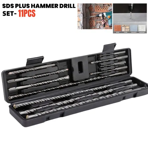 11-Piece Electric Hammer Drill Bit Set, Cemented Carbide Power Tool Accessories for DIY Enthusiasts, Metal Drilling Tasks, Woodworking, Drywall Cutting, Concrete Masonry Hole Drilling (Durable & Efficient),toolupgrade