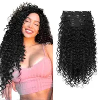 AISI HAIR 20" Curly Synthetic Clip-In Hair Extensions for Women, Wavy Hairpieces with Curl Memory, Wedding Accessories for Women, Natural Look, Affordable Volume Boost, Multiple Shades, Easy Application,sohochic