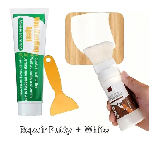 GJANSH All-in-One Paint White, Touch-Up Paint for Furniture, Cabinets, Wood, Metal No Sanding, Fast Drying, Water Based Multi SurfaceWall Repair Putty - Fast-Drying.  Spacking Paste for Drywall-Fixe Nail Holes,Cracks & Scratches in Minutes, toolupgrade