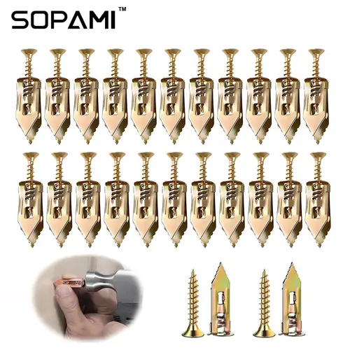 SOPAMI 80pcs Heavy Duty Self-Drilling Expansion Plug Wall Anchor Kit No Drill Needed with Hooks & Brackets Rustproof Durable for Living Room Kitchen Bathroom Office Hanging