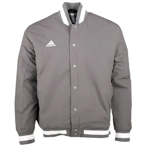 adidas Mens Dugout Coaches Button Up Baseball Jacket Athletic Outerwear Casual - Grey