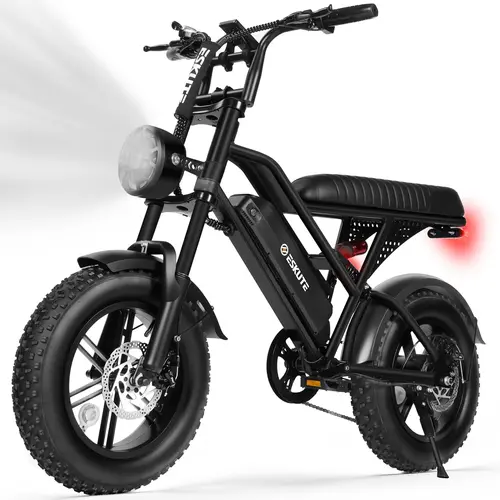 ESKUTE V100 1500W Fat Tire Ebike for Adults, 28MPH Dual-Seat All-Terrain Electric Bike Commuter & Back to School