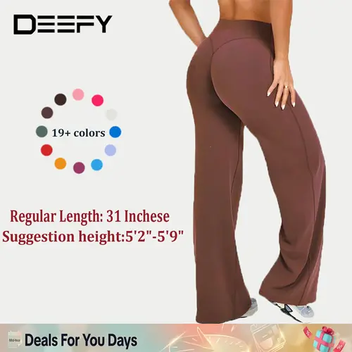 DEEFY SoftMotion Straight Leg wide leg trousers/pants Bottoms 31" Inseam Women's Breathable Workout Sportswear Gym Outdoor Yoga Pants - Stretch Tights Joggers Fitness Sports Wide Sweatpants Wide Leg Pants for Women Sav Wide Leg Pants #BackToSchool
